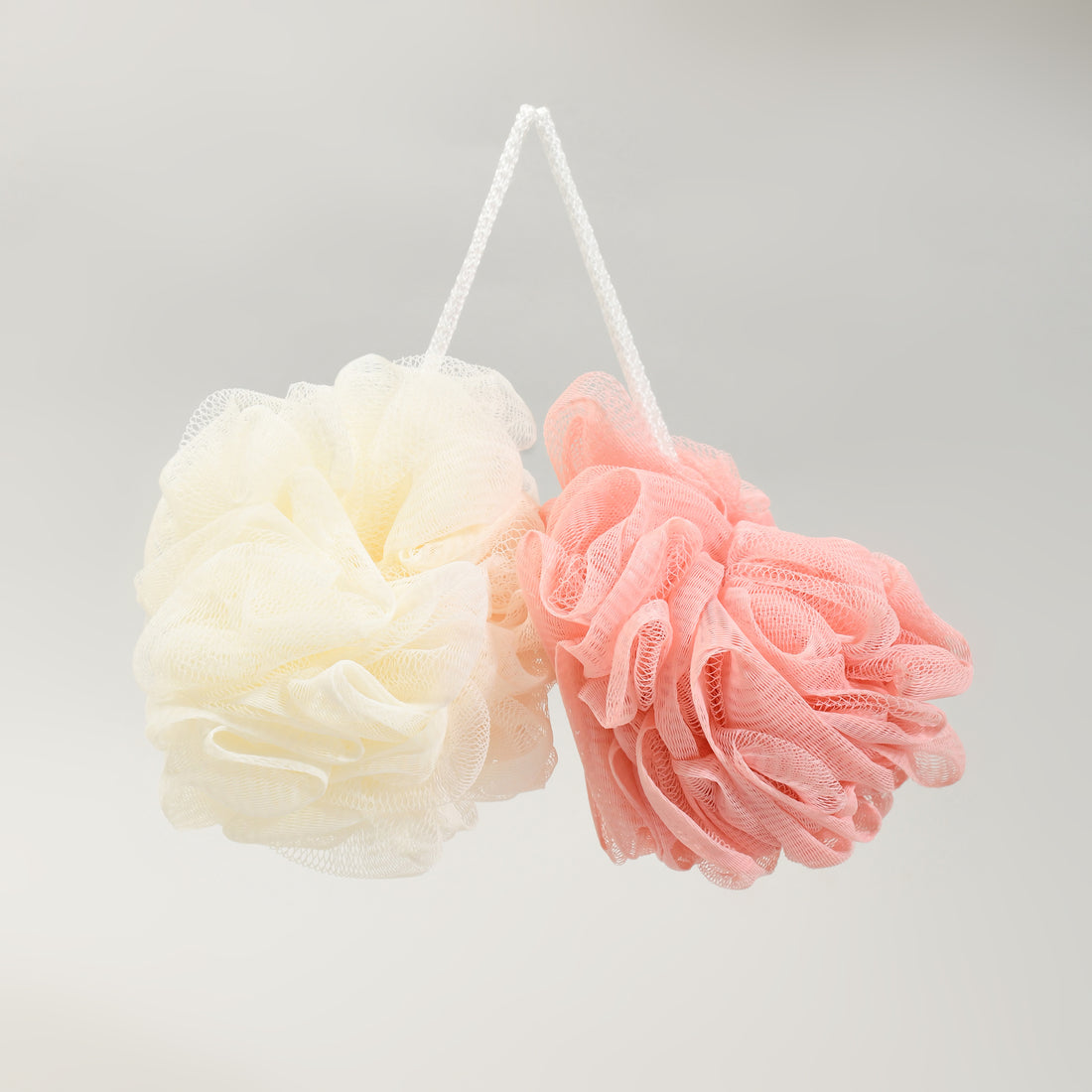 MUMUSO Bath Puff- White &amp; Pink- 2 in a Pack