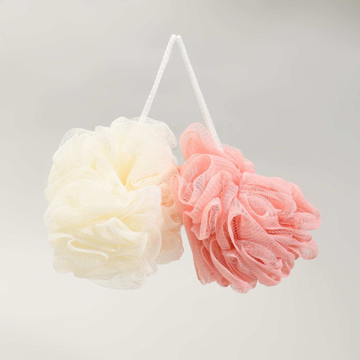MUMUSO Bath Puff- White &amp; Pink- 2 in a Pack