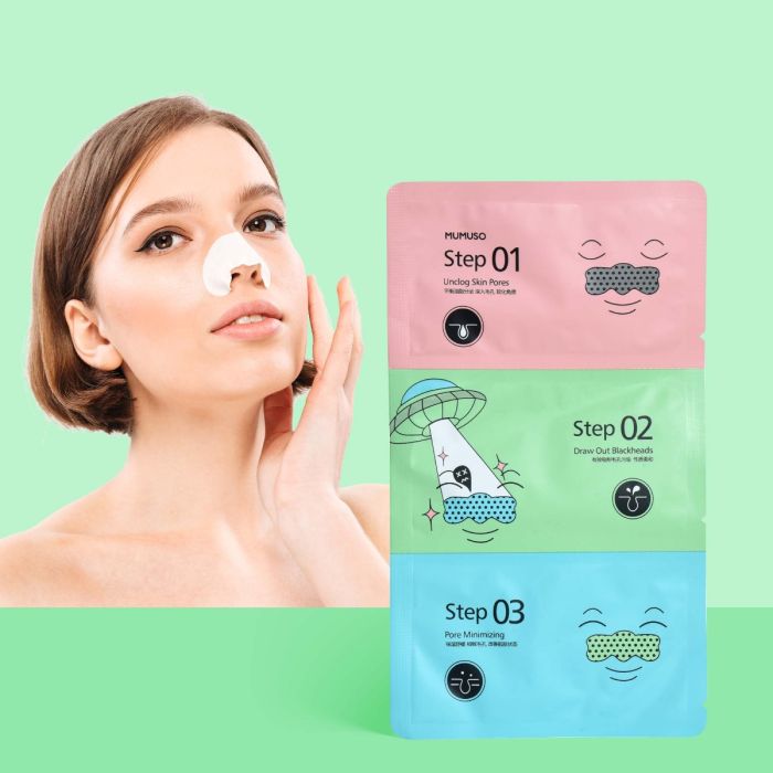 3 Step Blackhead Removal Strips Mumuso