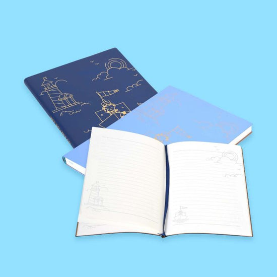 Blue Ocean Collection Leather Notebook - Dark Blue Mumuso