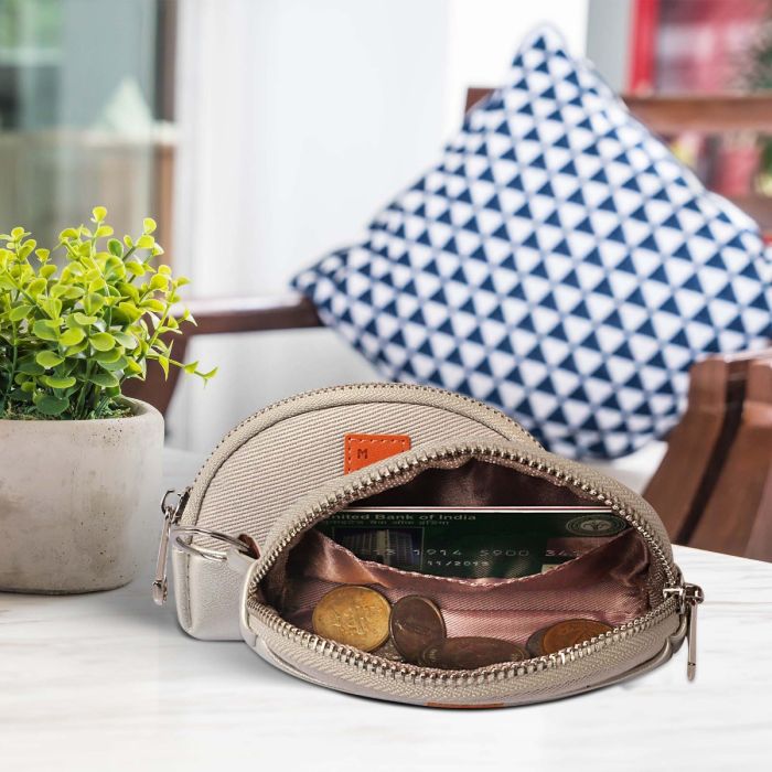 Canvas Coin Purse - Light Grey Mumuso