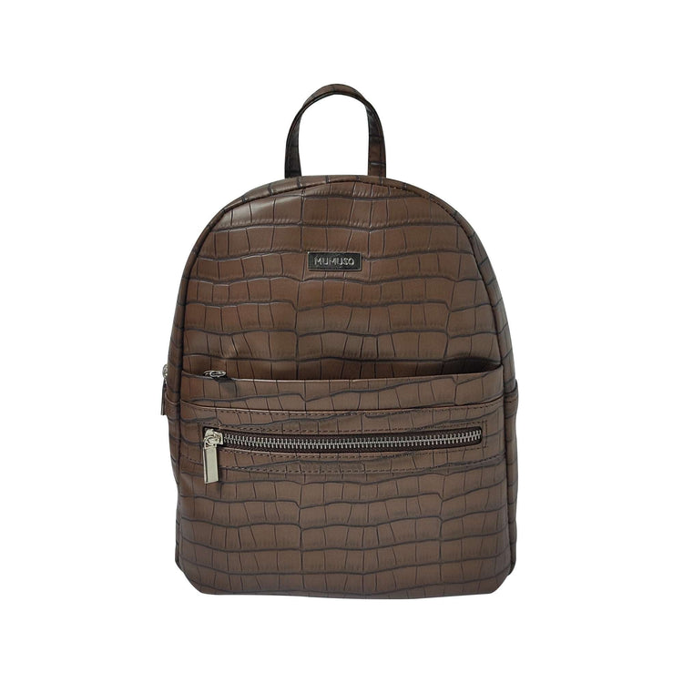 Croco Pattern Semi-Glossy Backpack Mumuso