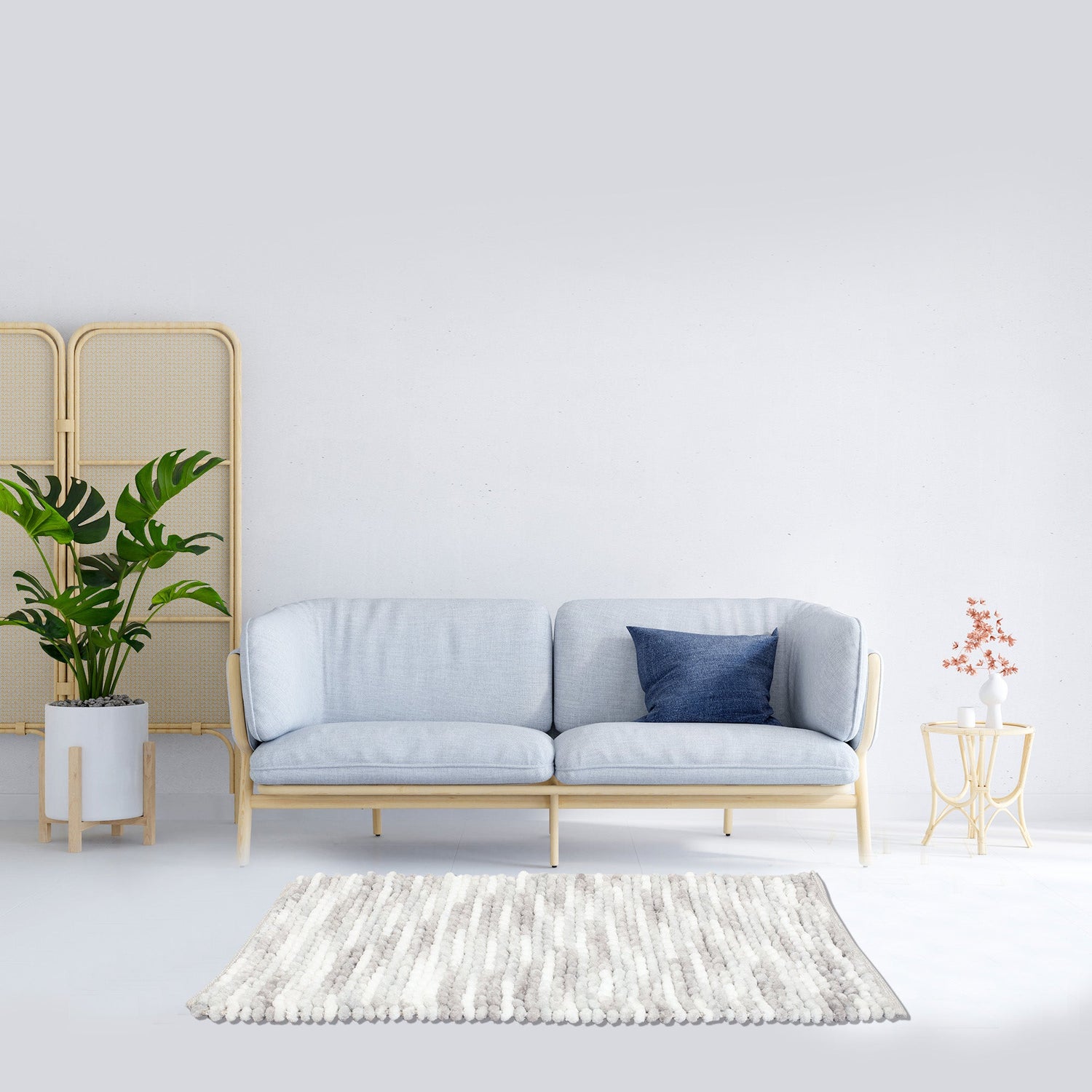 Microfiber Loop Rugs - Light Grey Mumuso