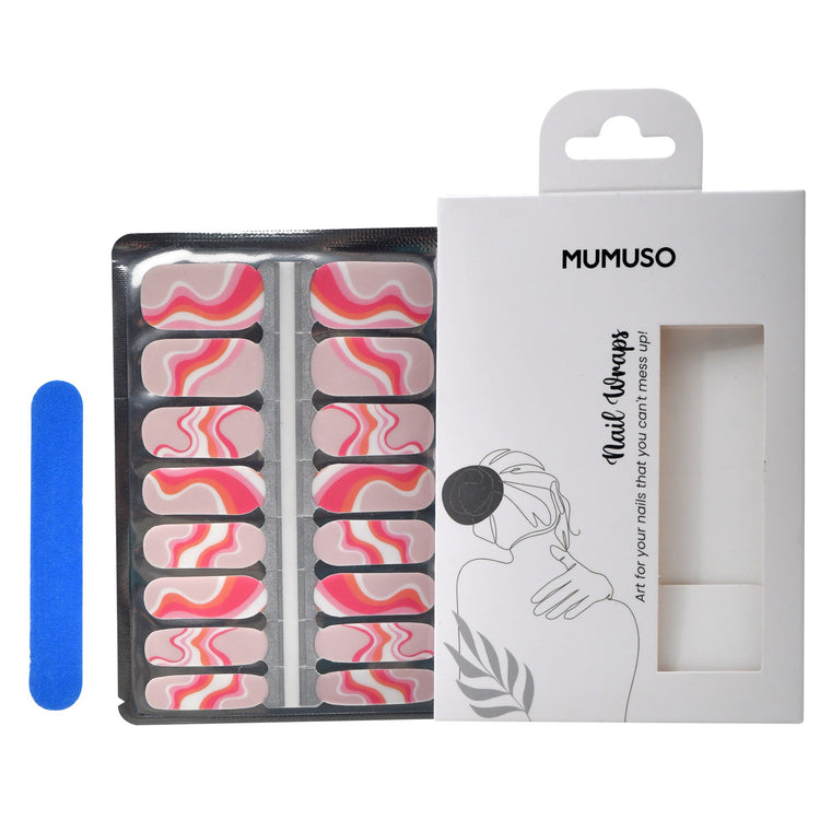 Nail Wraps Art Polish Stickers - Pink Wave Mumuso